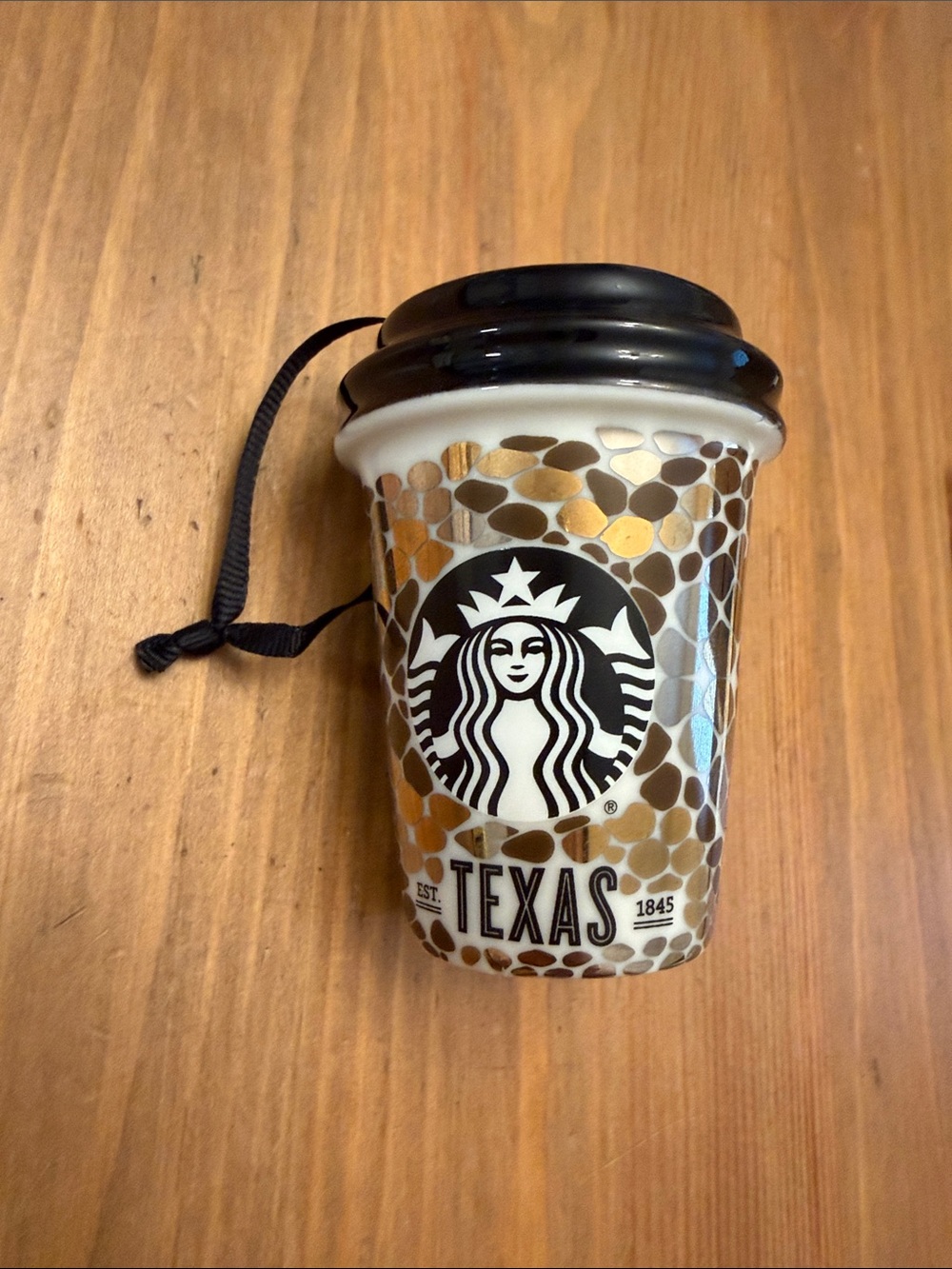 Starbucks Texas Mosaic Ornament 2015 - Gold, Black & White & Gold